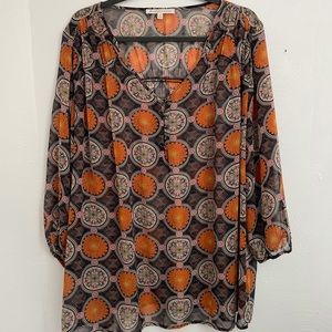 Daniel Rainn Sheer 3/4 Sleeve Blouse